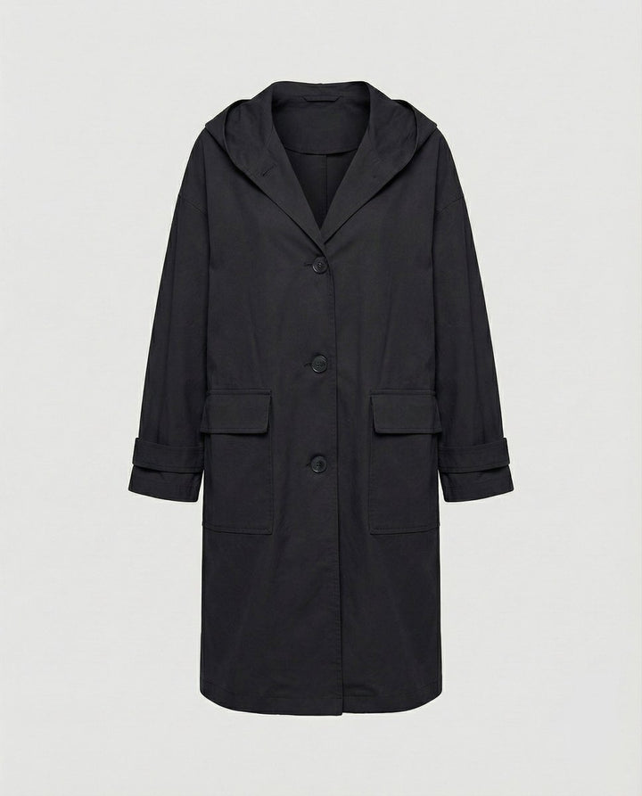Lea | Damers Lang Vannavstøtende Hette Trench Coat Vindbeskyttende