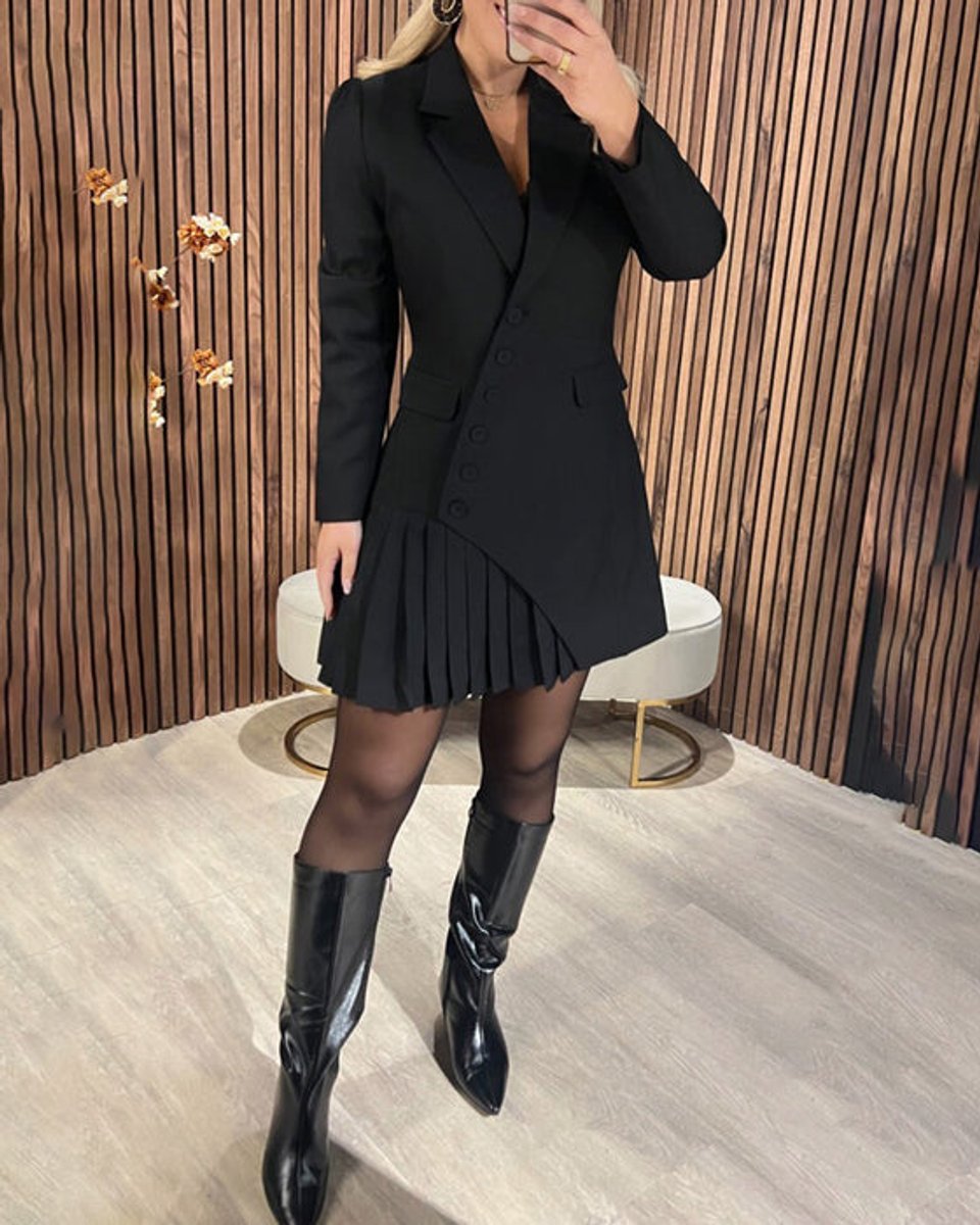 Maja | Kvinne Langermet Plisserte Blazer Formelt Kjole