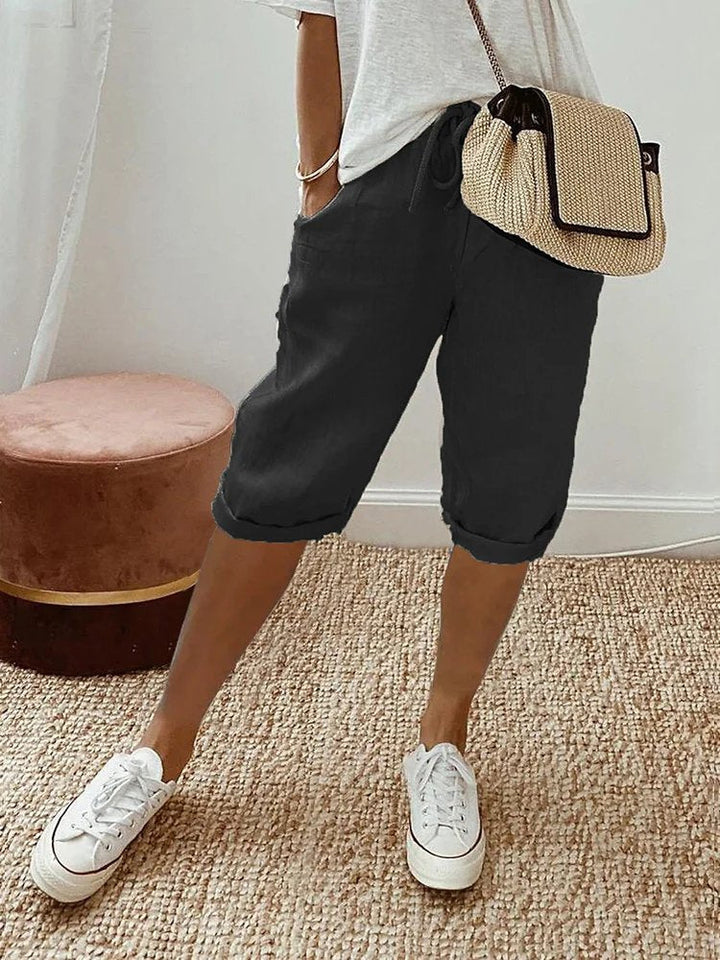 Liv | Kvinne Linstoff Bermuda Shorts med Snor