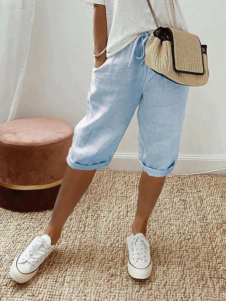 Liv | Kvinne Linstoff Bermuda Shorts med Snor