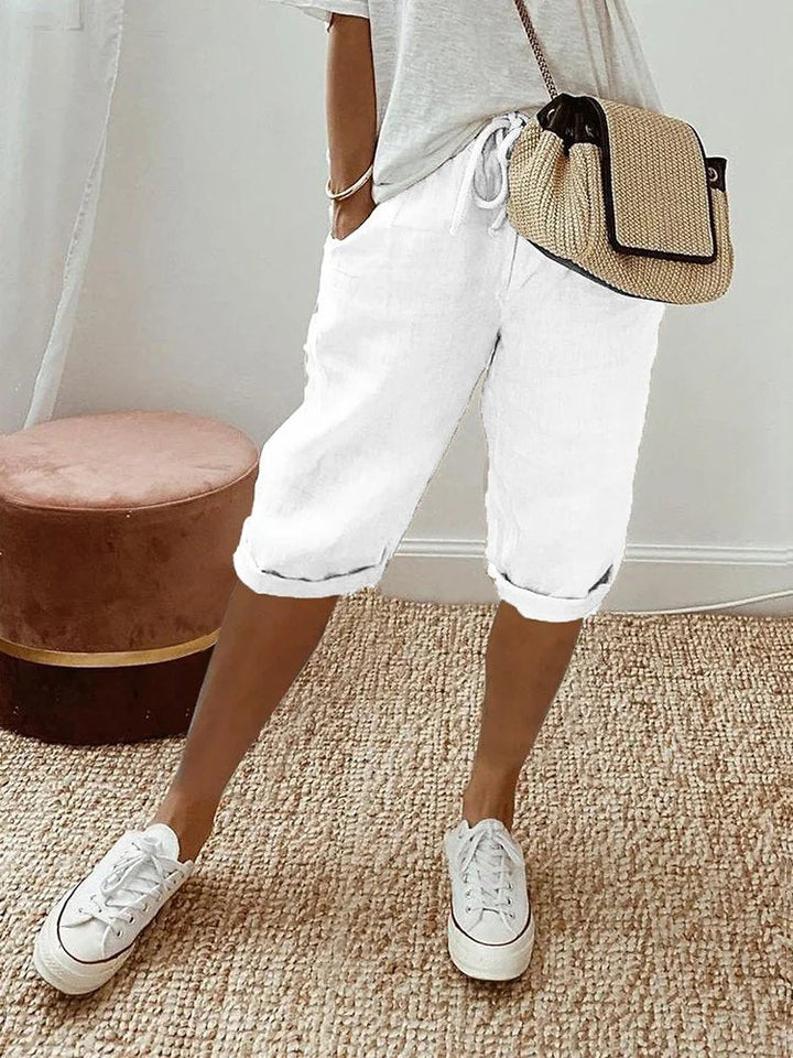 Liv | Kvinne Linstoff Bermuda Shorts med Snor