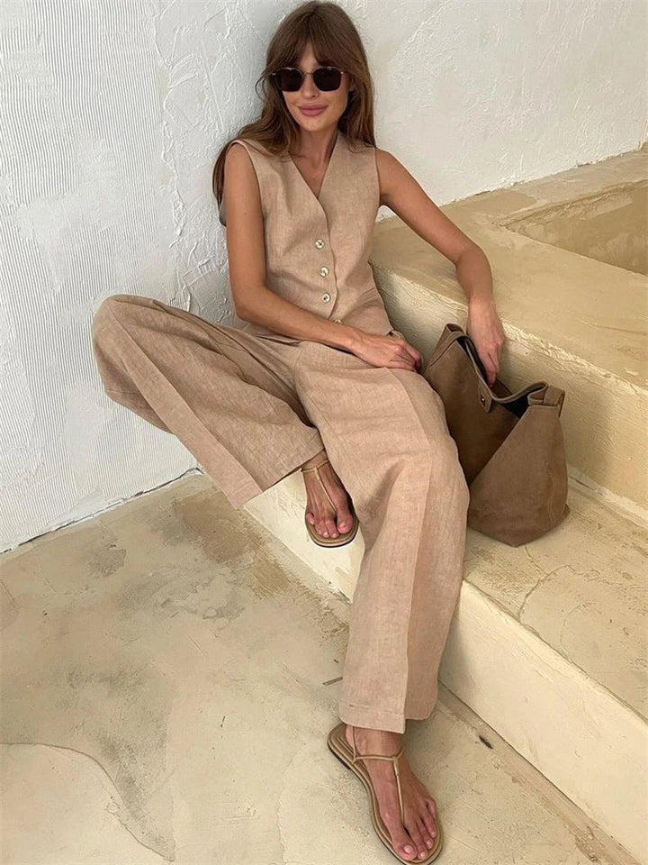 Laura | Kvinne Lin Veste Bukser To-dels Sett