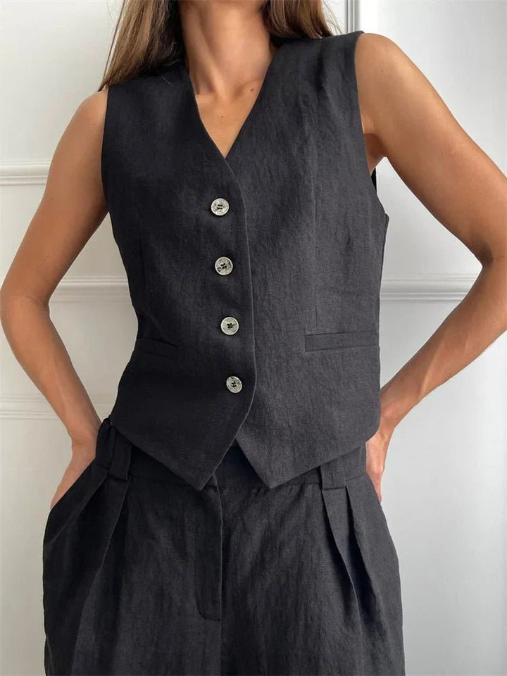 Laura | Kvinne Lin Veste Bukser To-dels Sett
