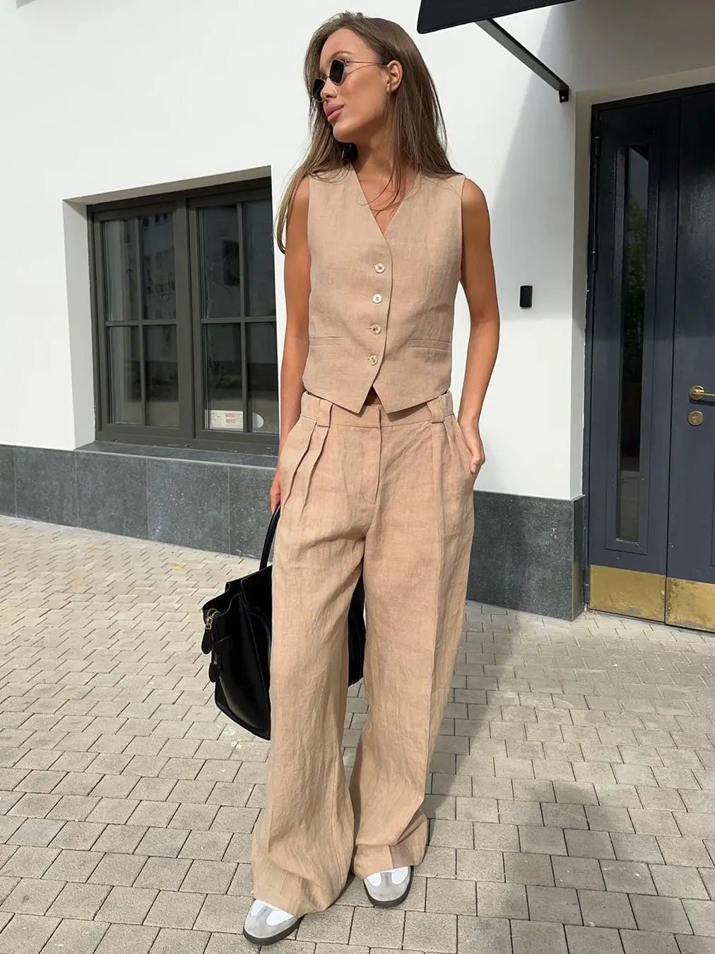 Laura | Kvinne Lin Veste Bukser To-dels Sett