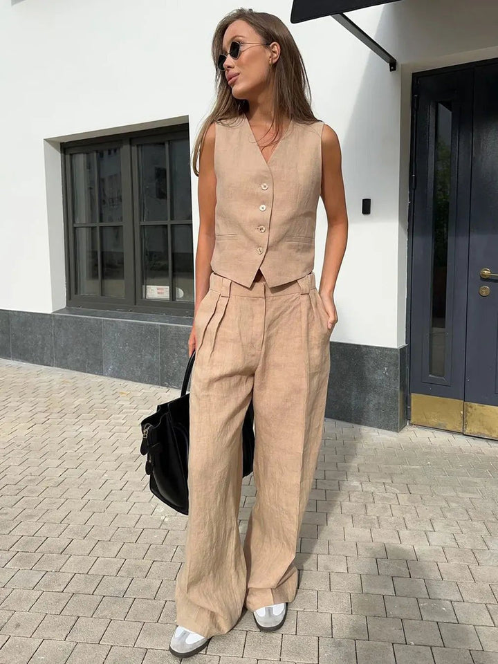 Laura | Kvinne Lin Veste Bukser To-dels Sett