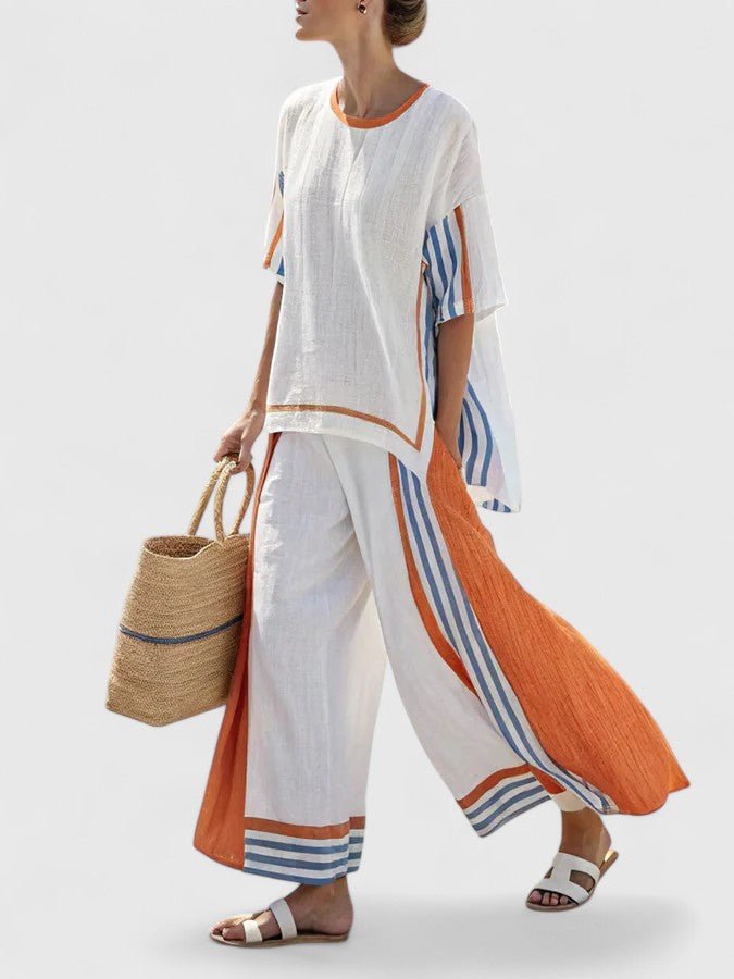 Agnes | Kvinne Linstoff Loungewear Sett Løs Passform