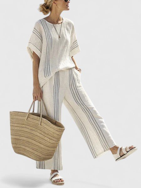 Agnes | Kvinne Linstoff Loungewear Sett Løs Passform