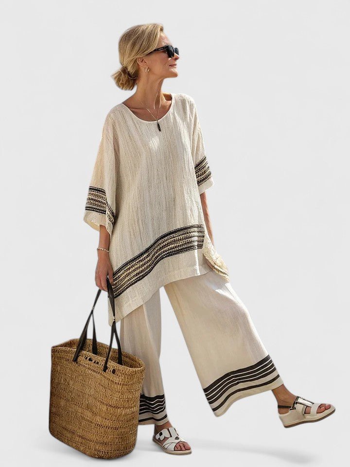 Agnes | Kvinne Linstoff Loungewear Sett Løs Passform