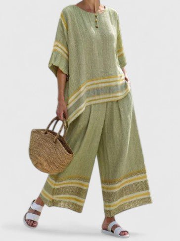 Agnes | Kvinne Linstoff Loungewear Sett Løs Passform