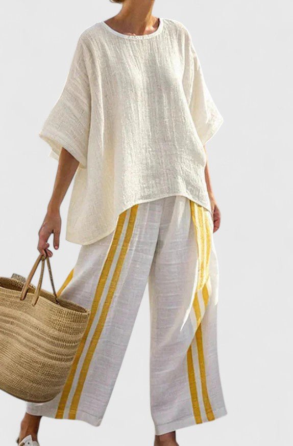 Agnes | Kvinne Linstoff Loungewear Sett Løs Passform