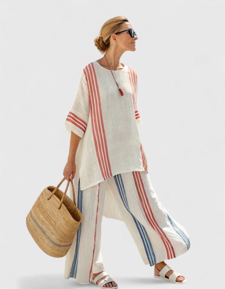 Agnes | Kvinne Linstoff Loungewear Sett Løs Passform