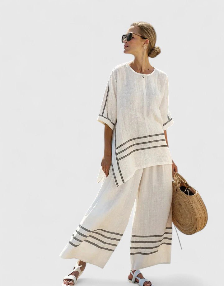 Agnes | Kvinne Linstoff Loungewear Sett Løs Passform
