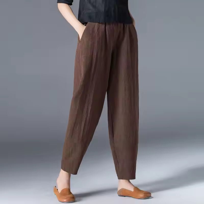 Laura | Kvinne Loose Elastisk Midje Ankellange Sommerbukser