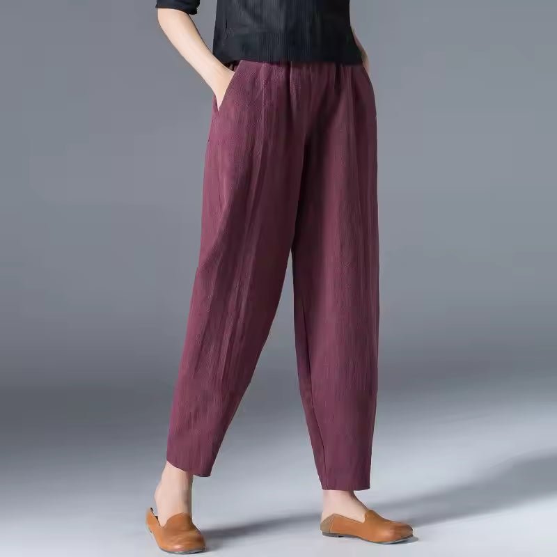 Laura | Kvinne Loose Elastisk Midje Ankellange Sommerbukser