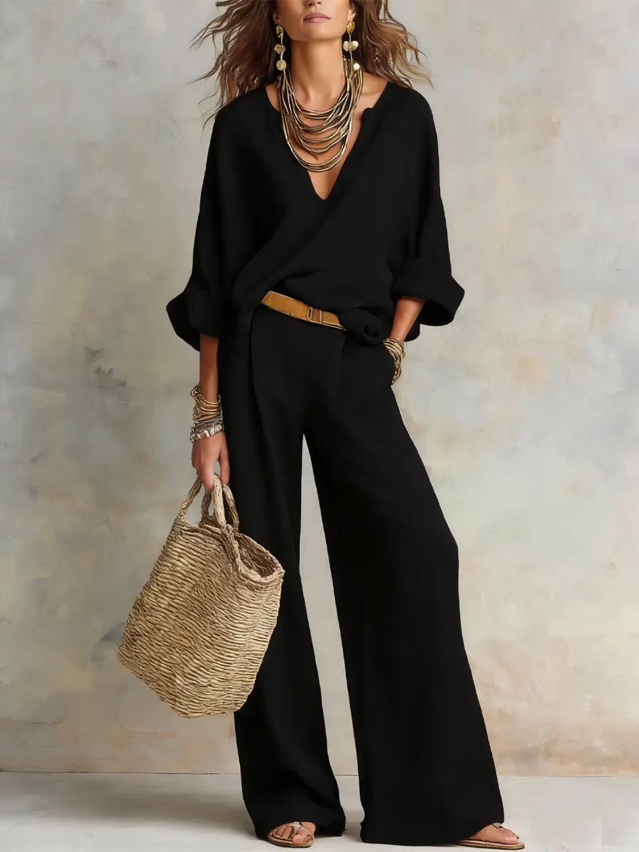 Clara | Kvinne Loose Linen To-delt Sett Resort Bekledning