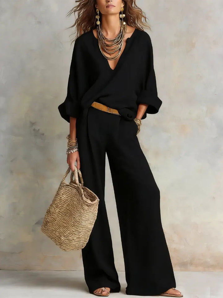 Clara | Kvinne Loose Linen To-delt Sett Resort Bekledning