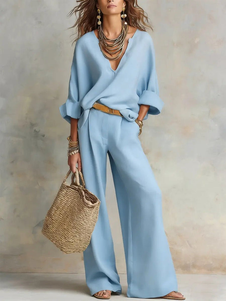 Clara | Kvinne Loose Linen To-delt Sett Resort Bekledning