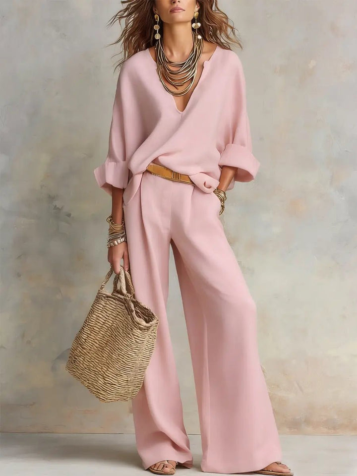 Clara | Kvinne Loose Linen To-delt Sett Resort Bekledning