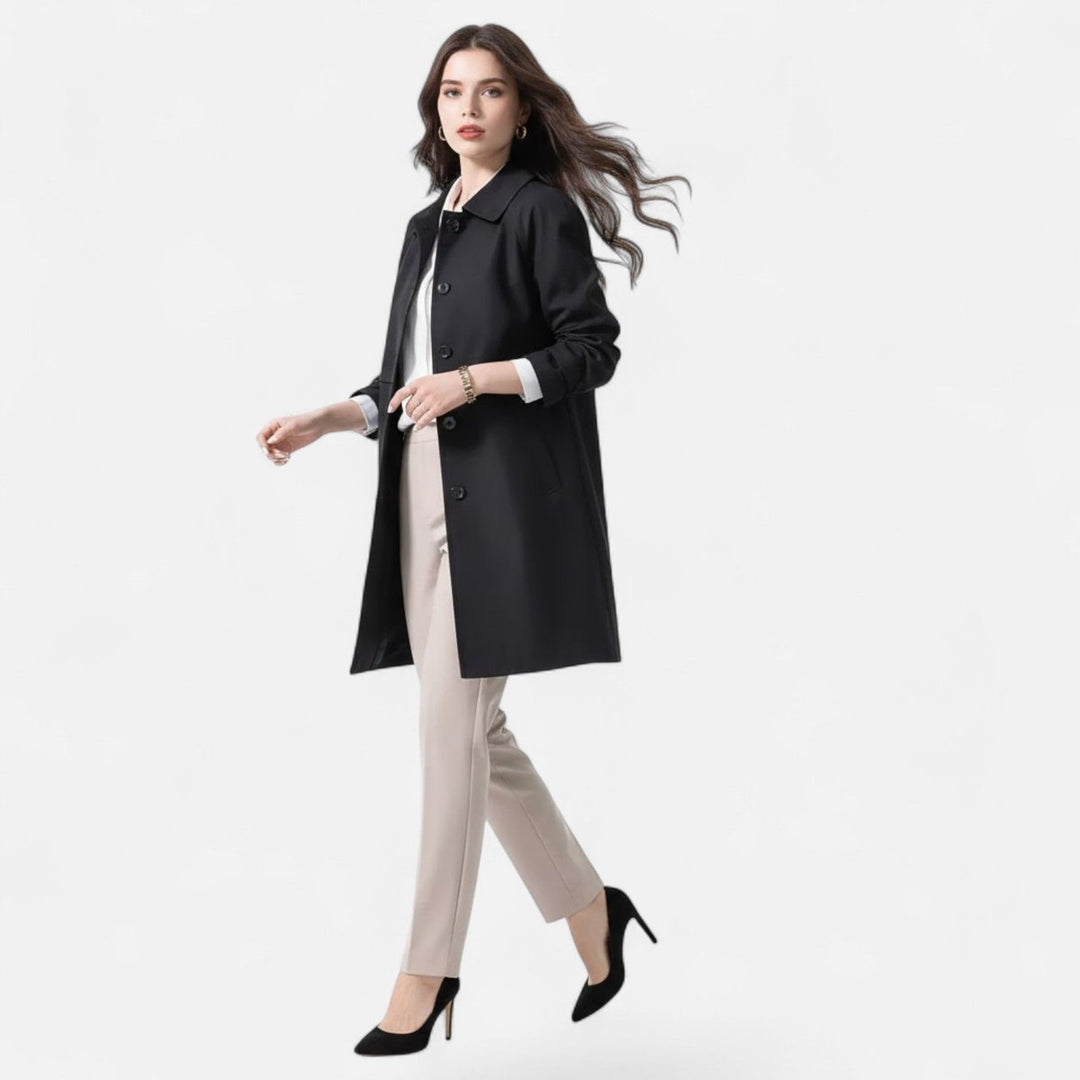 Anna | Kvinne Midi Ullblanding Dobbeltspent Trench Coat