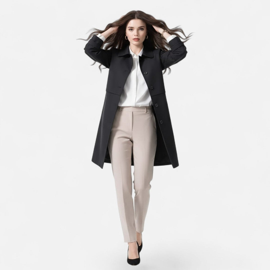 Anna | Kvinne Midi Ullblanding Dobbeltspent Trench Coat