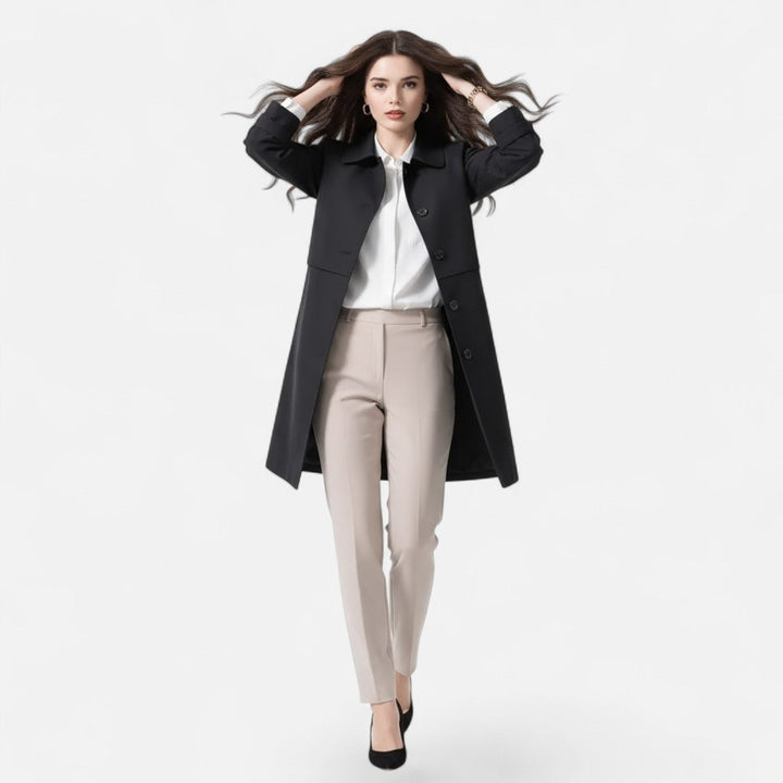 Anna | Kvinne Midi Ullblanding Dobbeltspent Trench Coat