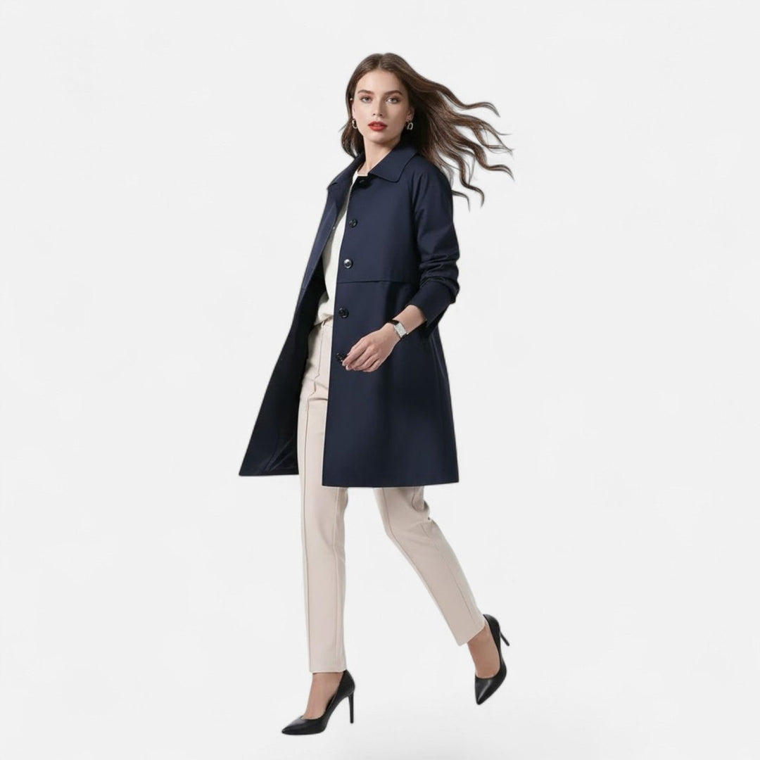 Anna | Kvinne Midi Ullblanding Dobbeltspent Trench Coat