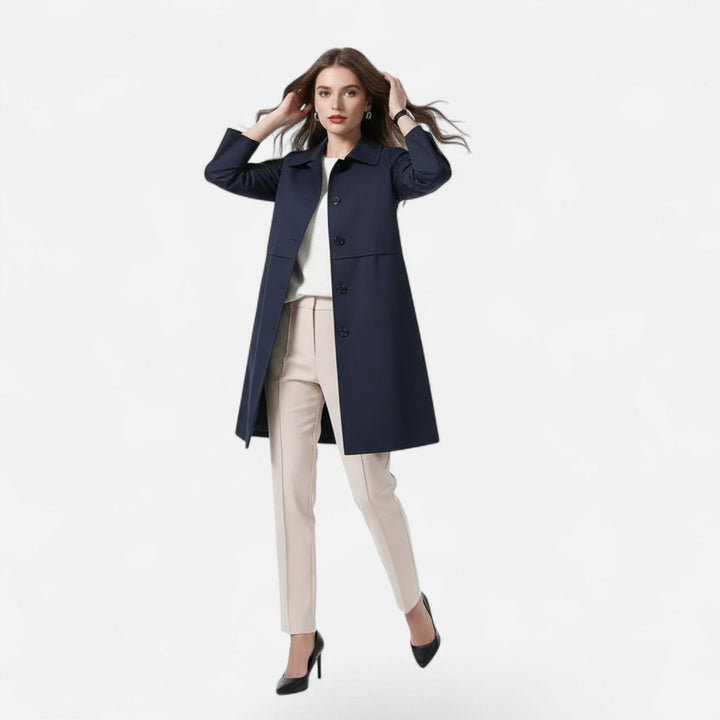 Anna | Kvinne Midi Ullblanding Dobbeltspent Trench Coat