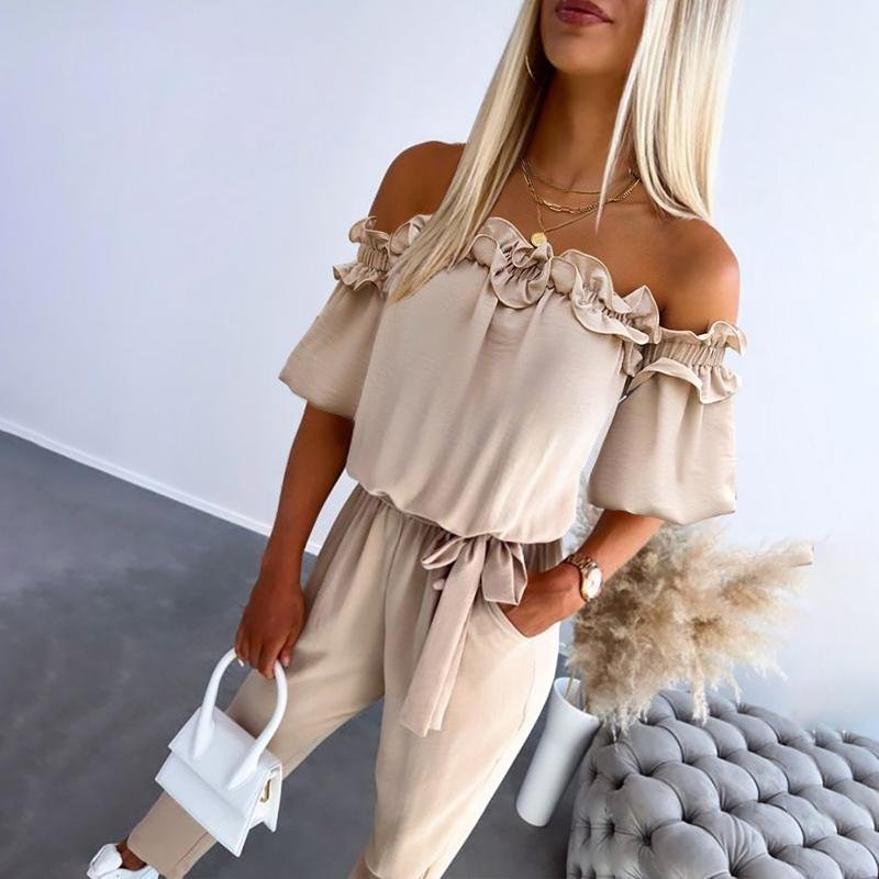Liv | Kvinne Off-Shoulder Fringed Knyte Liv Jumpsuit