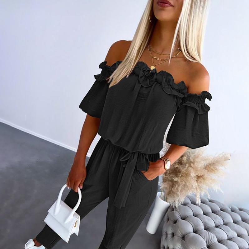 Liv | Kvinne Off-Shoulder Fringed Knyte Liv Jumpsuit