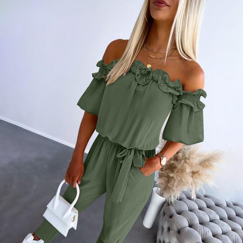 Liv | Kvinne Off-Shoulder Fringed Knyte Liv Jumpsuit