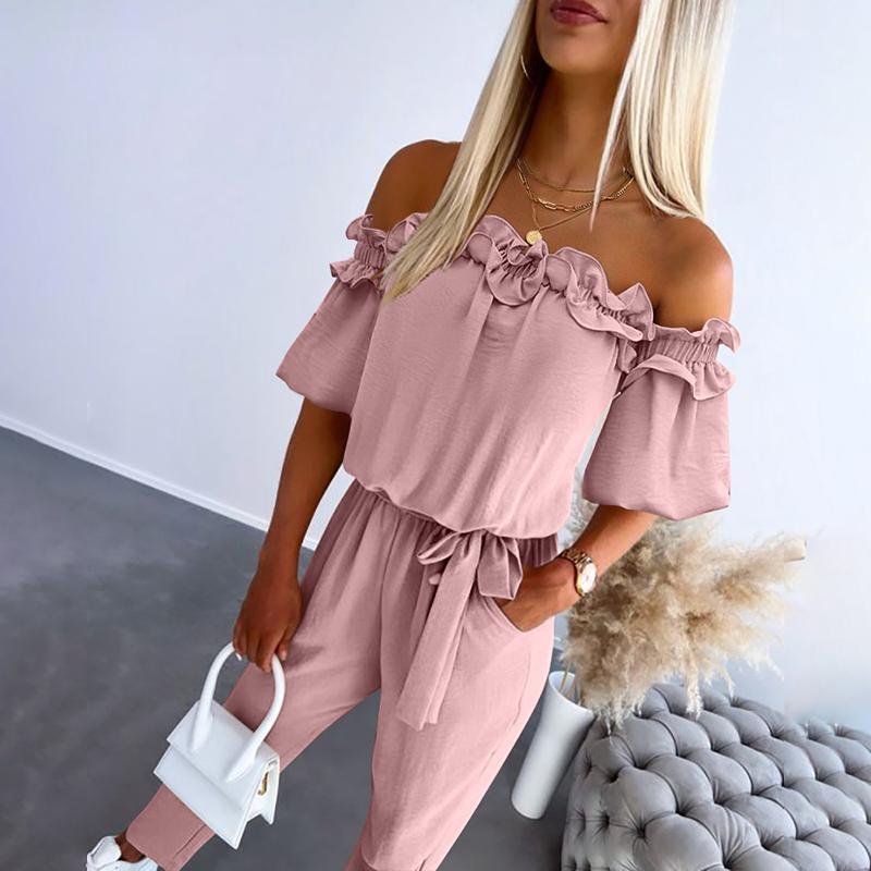 Liv | Kvinne Off-Shoulder Fringed Knyte Liv Jumpsuit