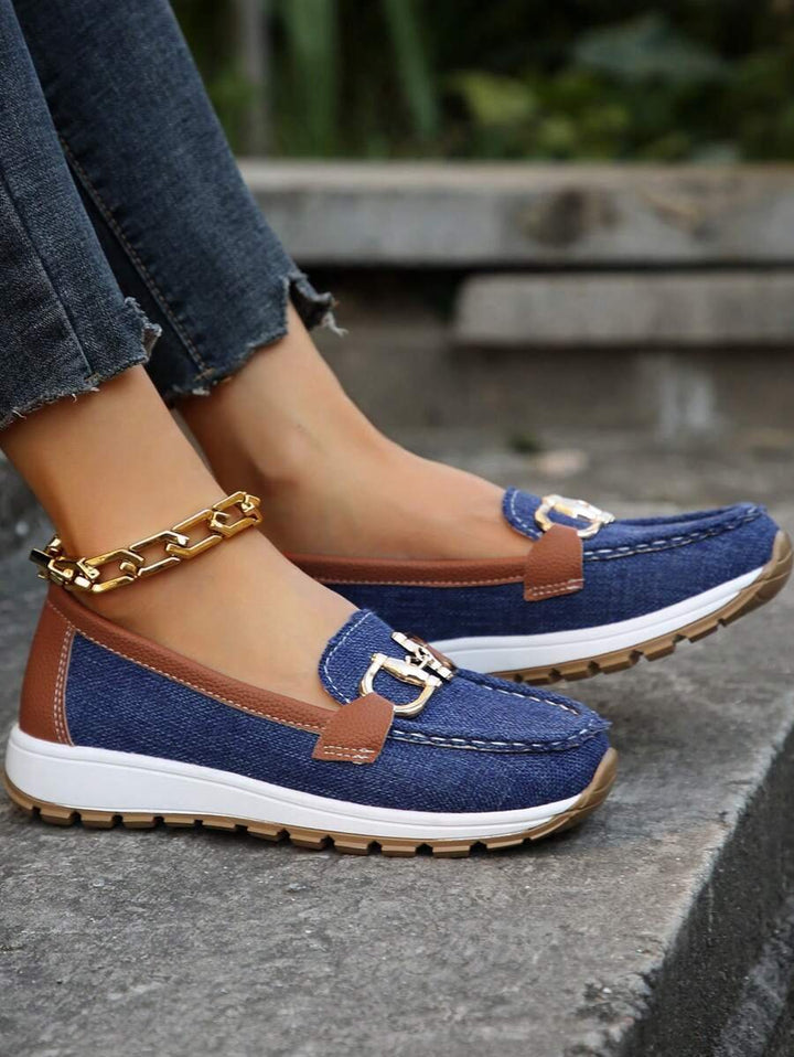 Isabella | Kvinne Orthopediske Slip-On Loafers med Gullspenne og Sklisikker Såle