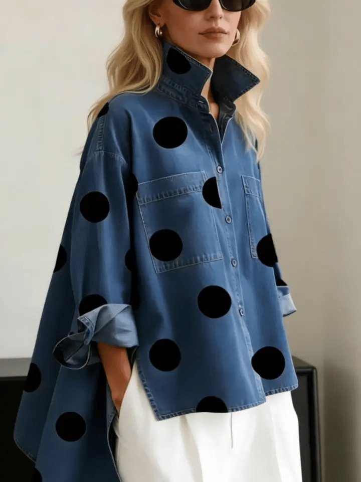 Liv | Kvinne | Oversized Langermet Prikket Skjorte
