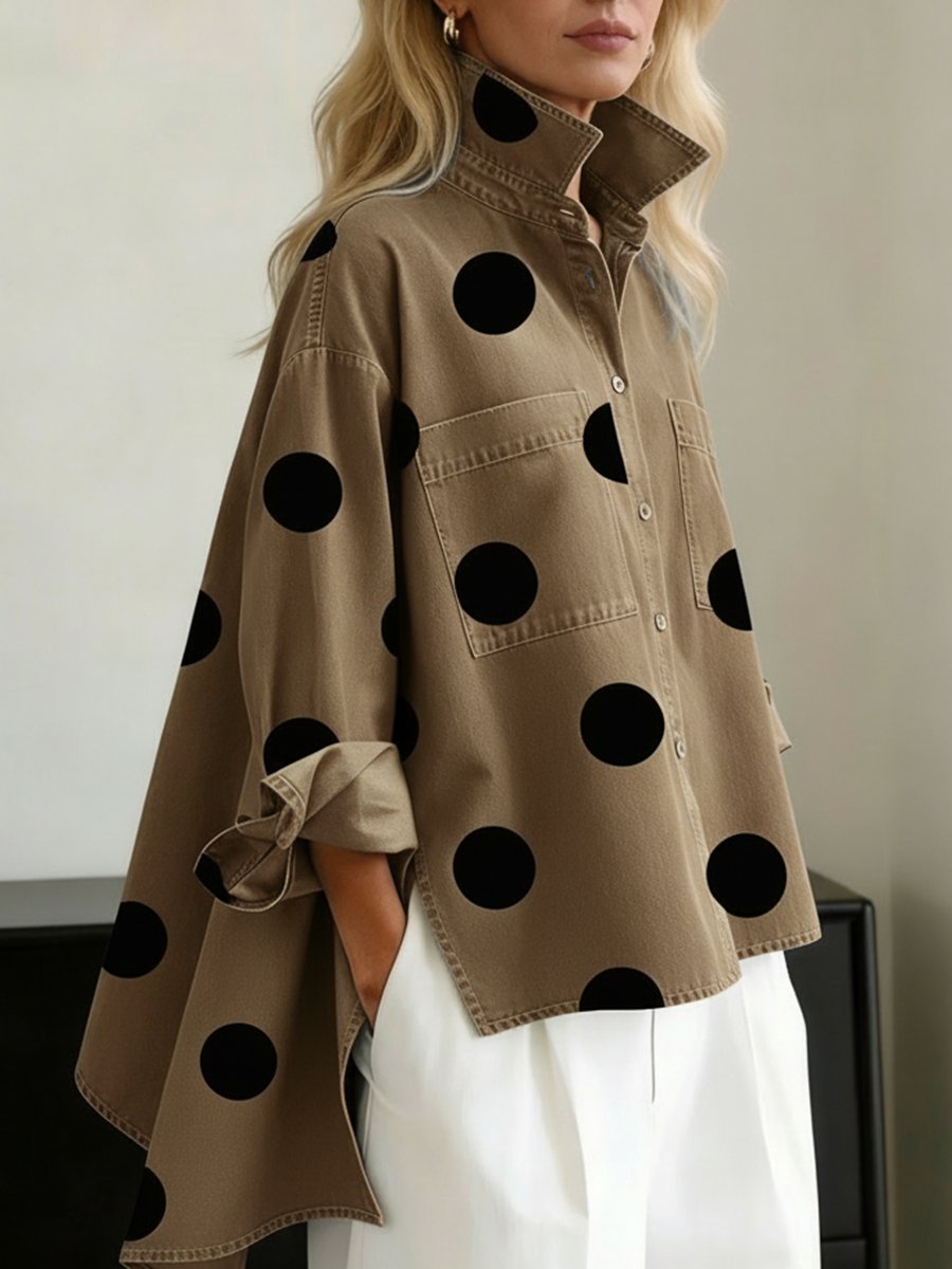 Liv | Kvinne | Oversized Langermet Prikket Skjorte