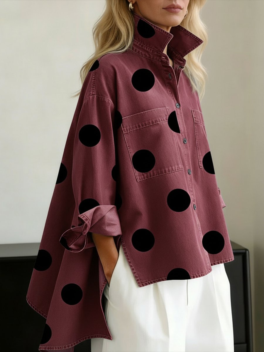 Liv | Kvinne | Oversized Langermet Prikket Skjorte
