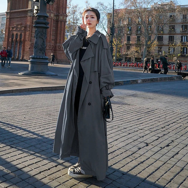 Clara | Kvinners Oversized Dobbelspent Maxi Trench Coat