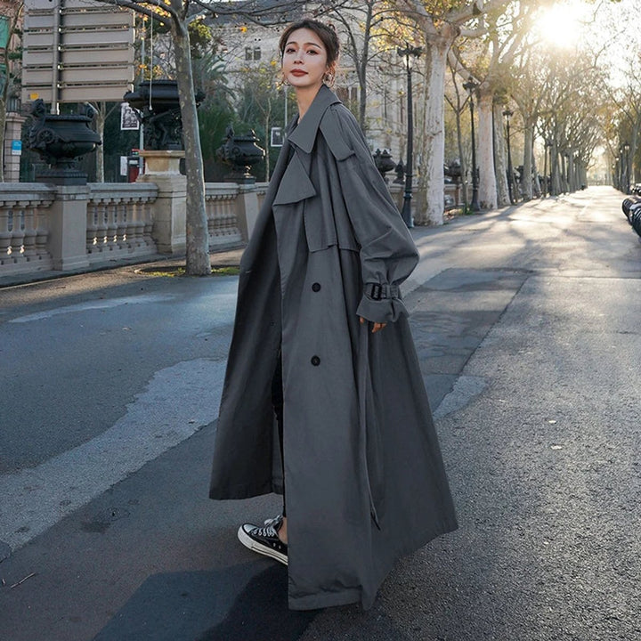 Clara | Kvinners Oversized Dobbelspent Maxi Trench Coat