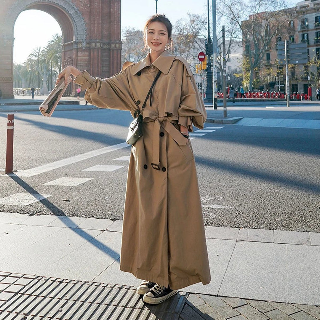 Clara | Kvinners Oversized Dobbelspent Maxi Trench Coat