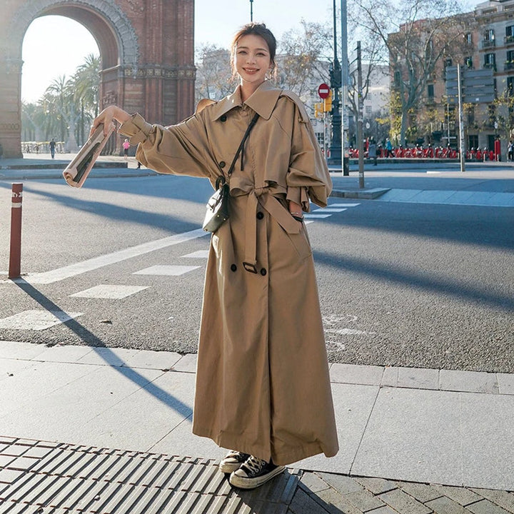 Clara | Kvinners Oversized Dobbelspent Maxi Trench Coat