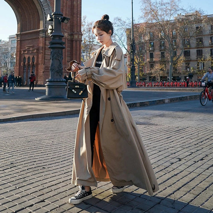 Clara | Kvinners Oversized Dobbelspent Maxi Trench Coat