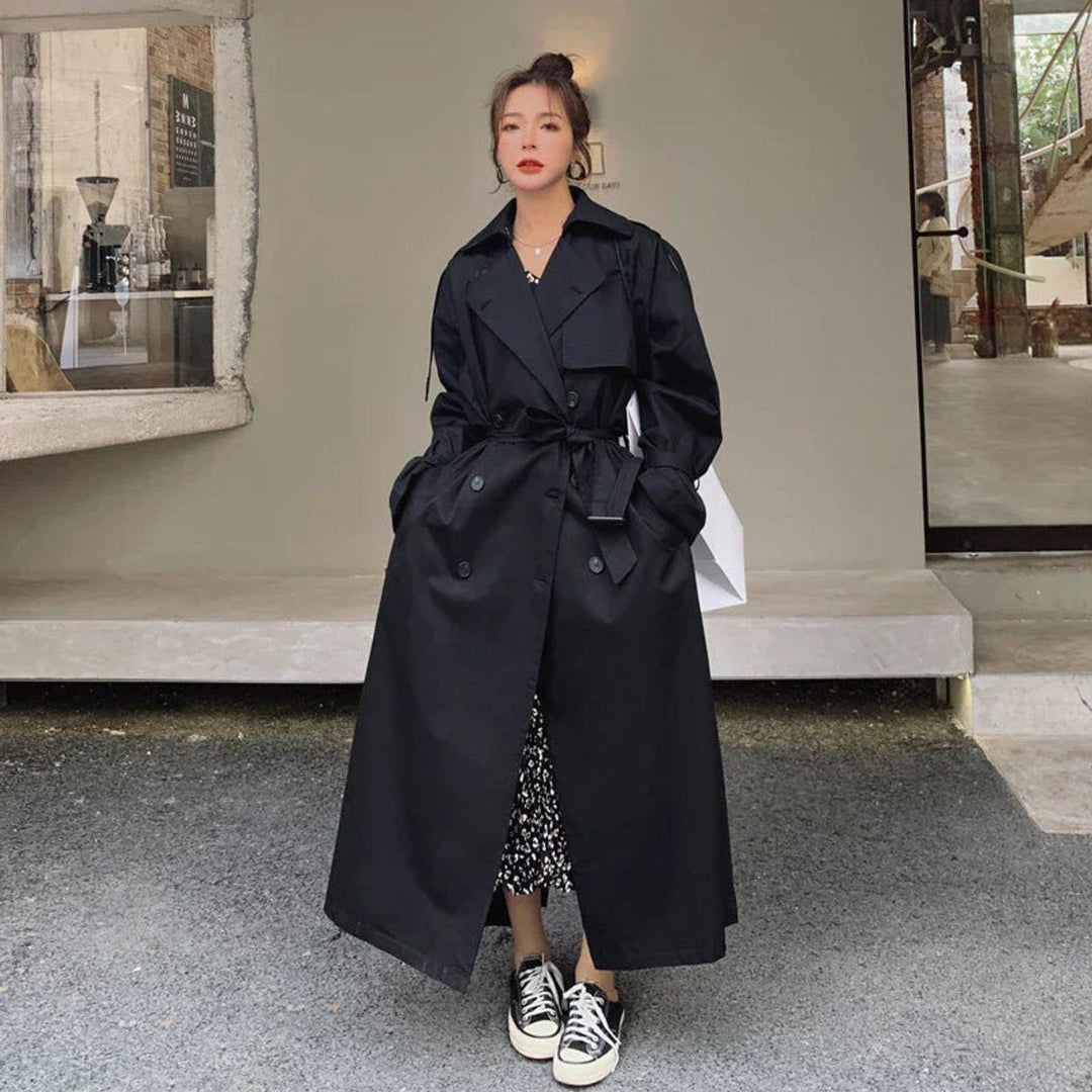 Clara | Kvinners Oversized Dobbelspent Maxi Trench Coat