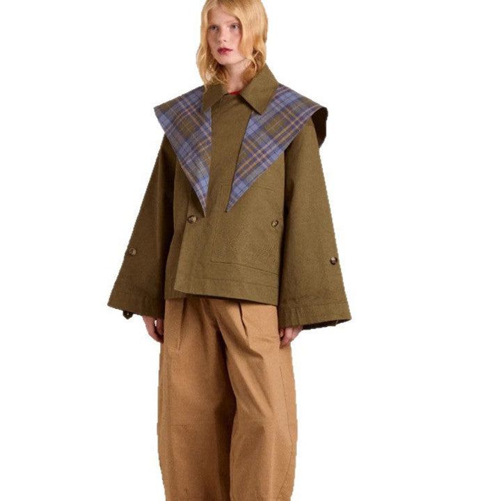 Sofia | Kvinne Oversized Dobbelspent Rutete Trench Coat