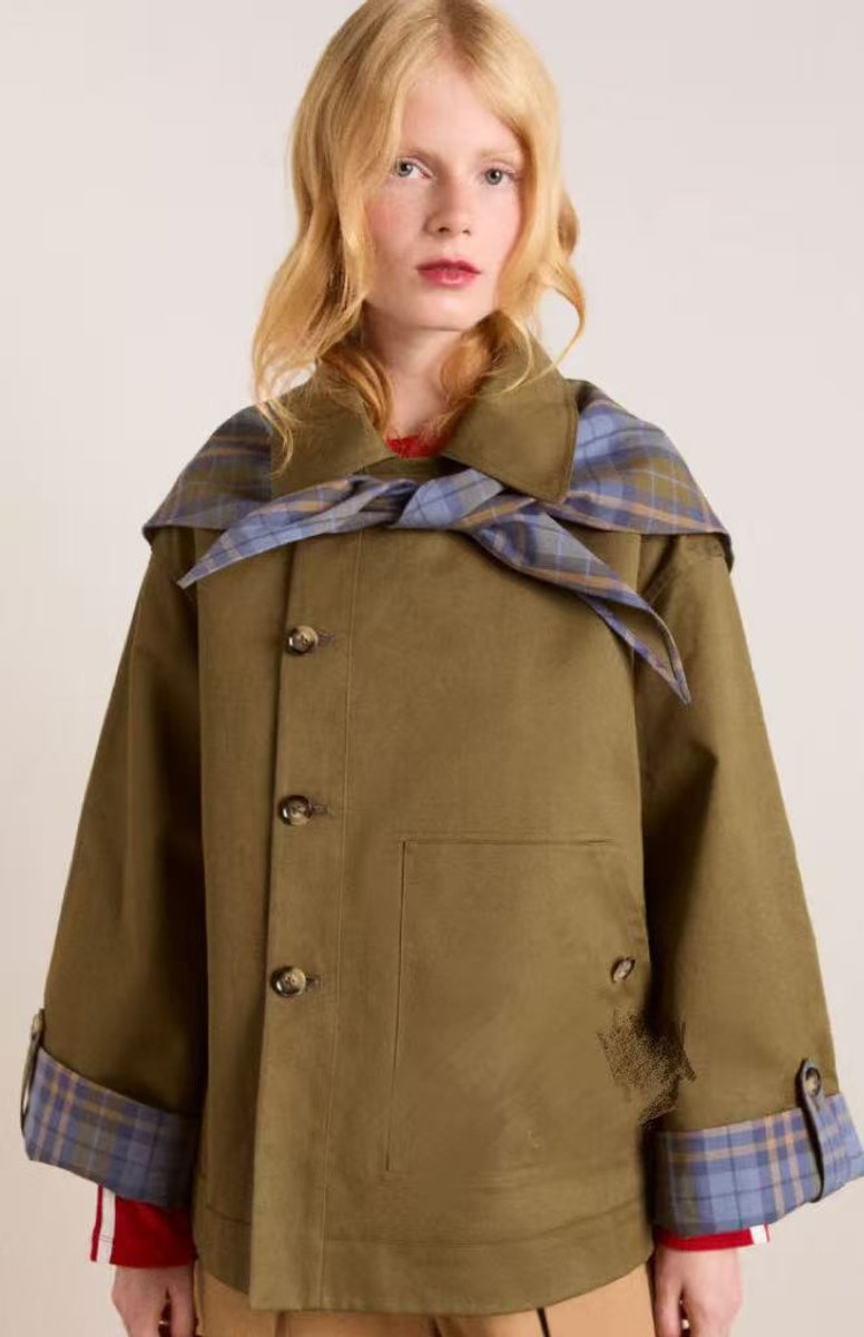 Sofia | Kvinne Oversized Dobbelspent Rutete Trench Coat