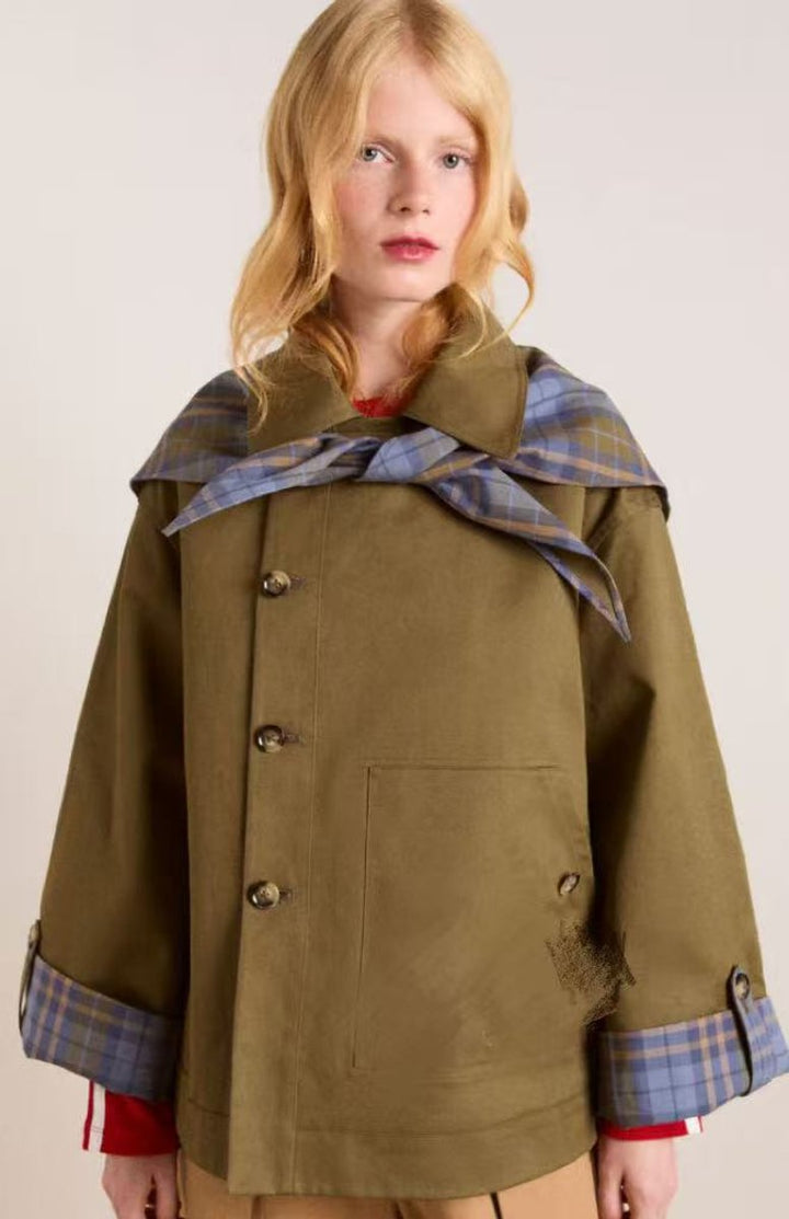 Sofia | Kvinne Oversized Dobbelspent Rutete Trench Coat