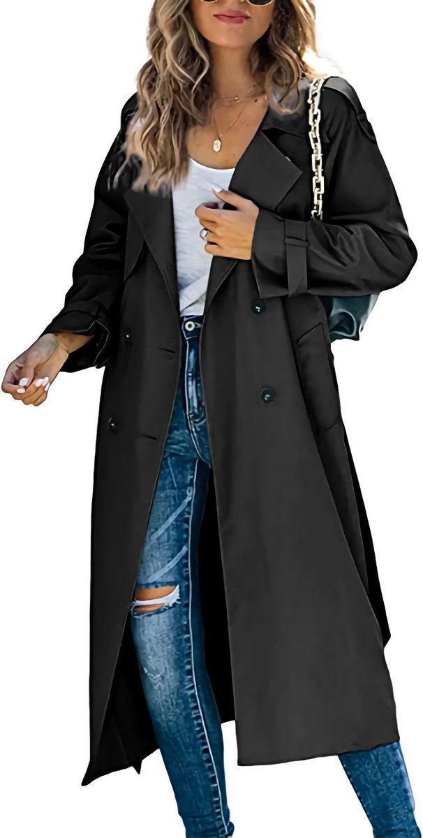 Olivia | Kvinne Oversized Dobbeltrads Trench Coat med Belte i Midjen
