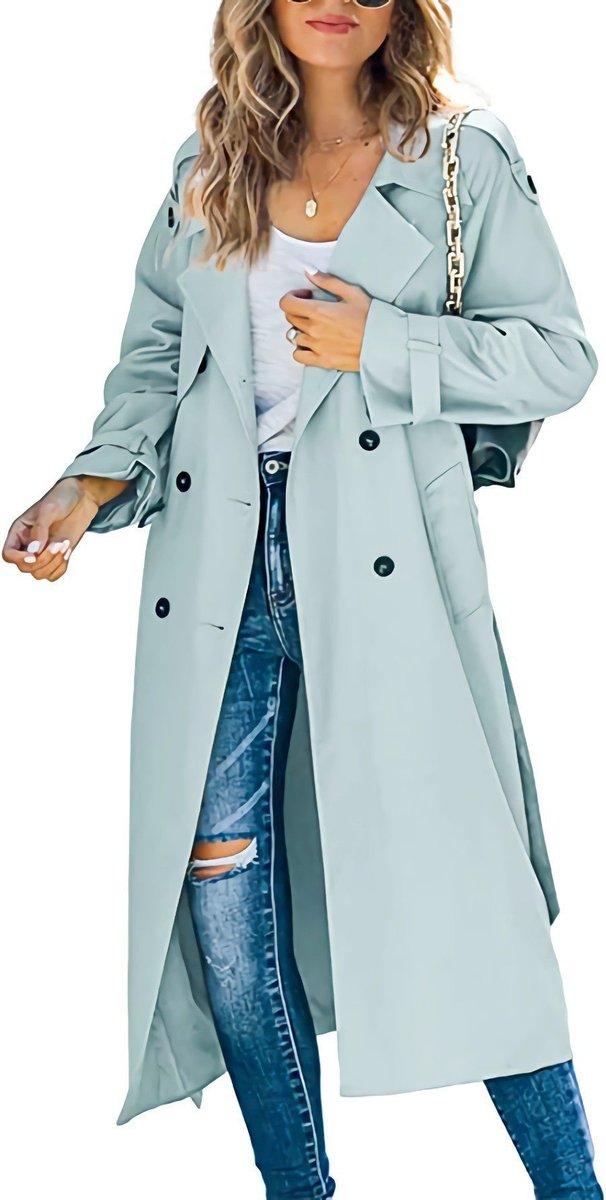 Olivia | Kvinne Oversized Dobbeltrads Trench Coat med Belte i Midjen