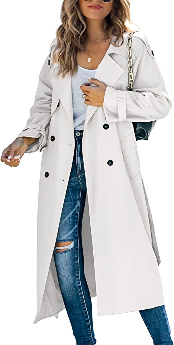 Olivia | Kvinne Oversized Dobbeltrads Trench Coat med Belte i Midjen