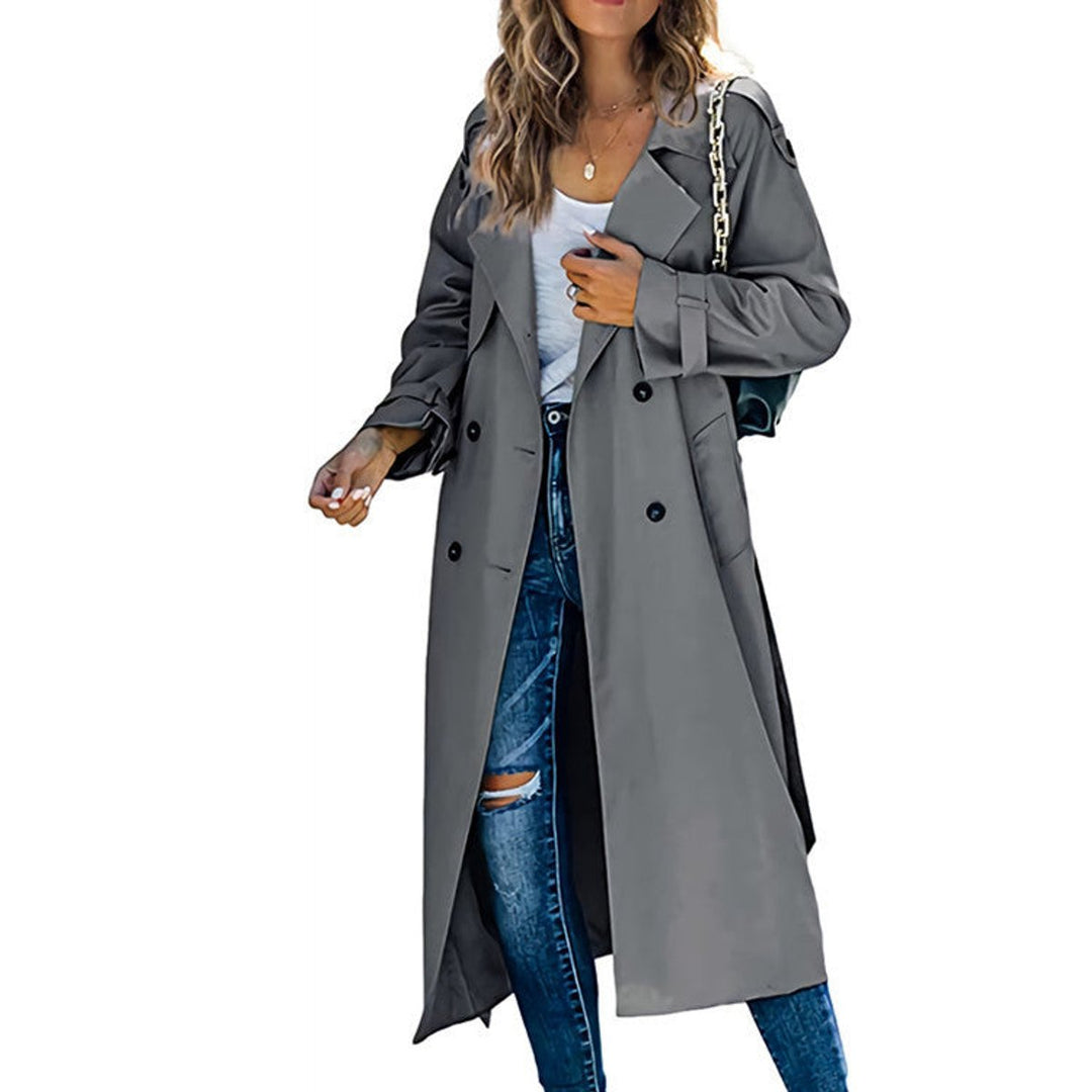 Olivia | Kvinne Oversized Dobbeltrads Trench Coat med Belte i Midjen
