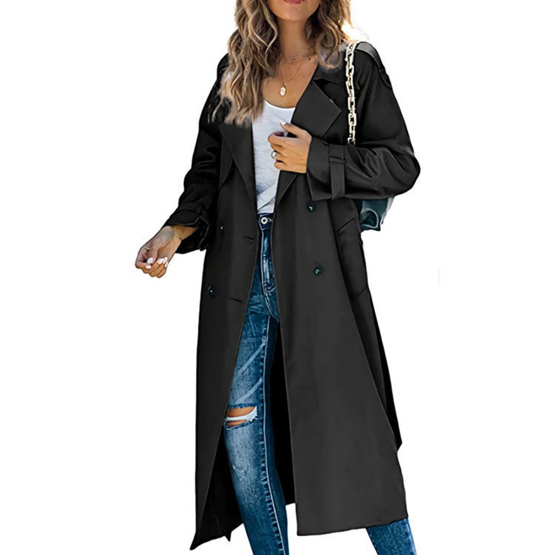 Olivia | Kvinne Oversized Dobbeltrads Trench Coat med Belte i Midjen