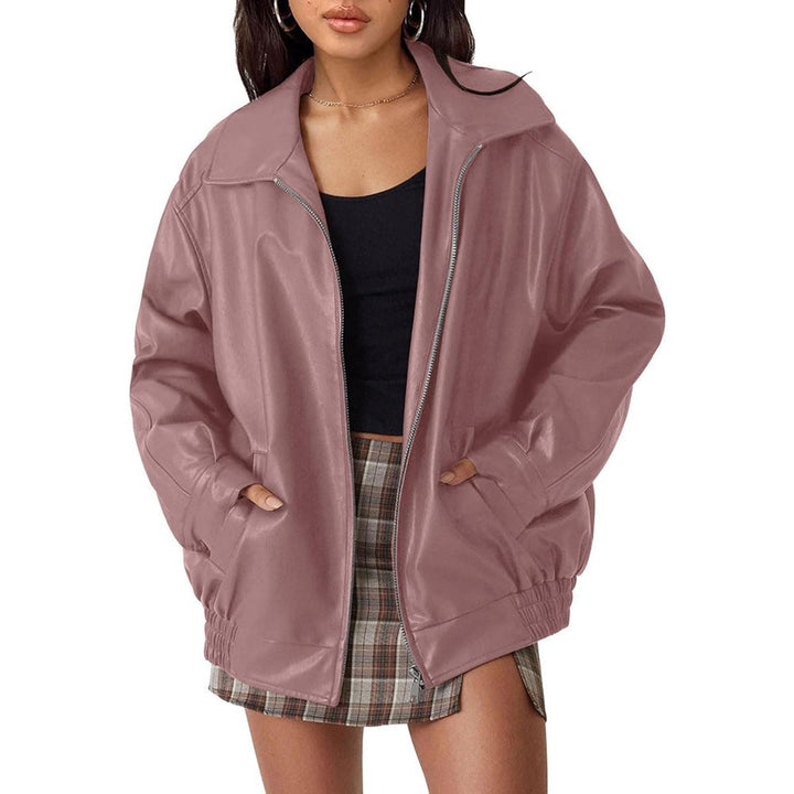 Liv | Kvinne Oversized Faux Skinnjakke Med Glidelås Bomber